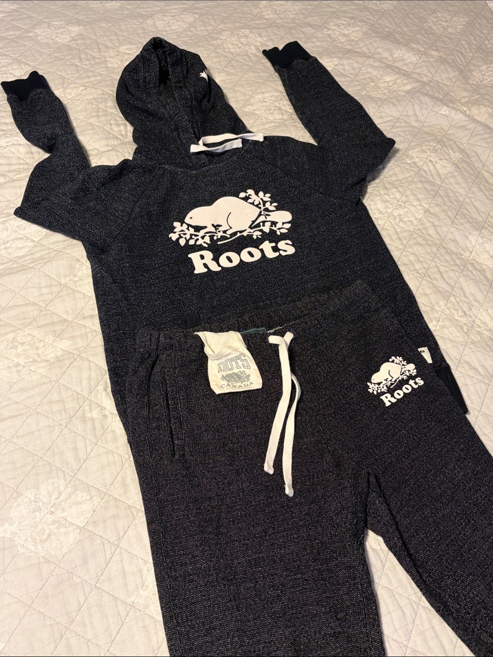 Roots Black Hoodie and Joggers with White Logo